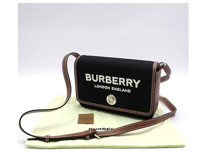 Burberry Mini crossbody New Hampshire in pelle marrone tecnico e cotone - vista 2