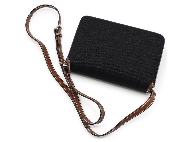 Burberry Mini crossbody New Hampshire in pelle marrone tecnico e cotone - vista 4