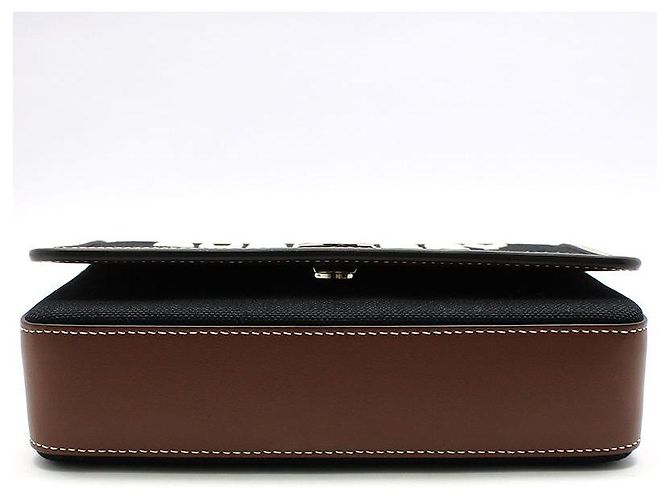 Burberry Mini crossbody New Hampshire in pelle marrone tecnico e cotone - vista 5