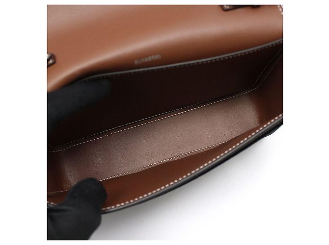 Burberry Mini crossbody New Hampshire in pelle marrone tecnico e cotone - vista 9