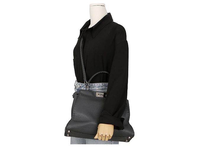 Fendi Borsa a Spalla Peekaboo Medium Tote Marrone - vista 13