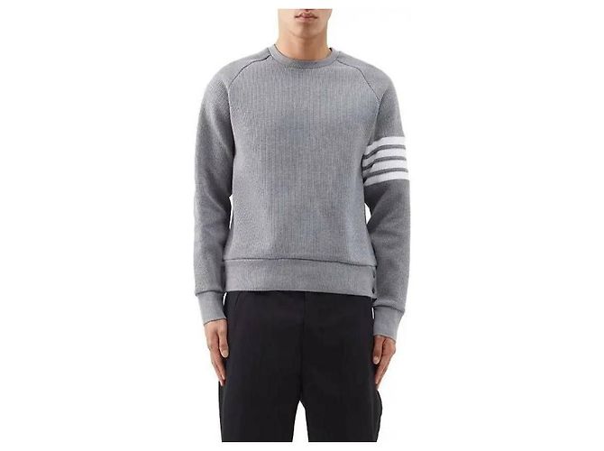 Thom Browne Bar Streifen Waffel Raglan Sweatshirt Braun - Ansicht 6
