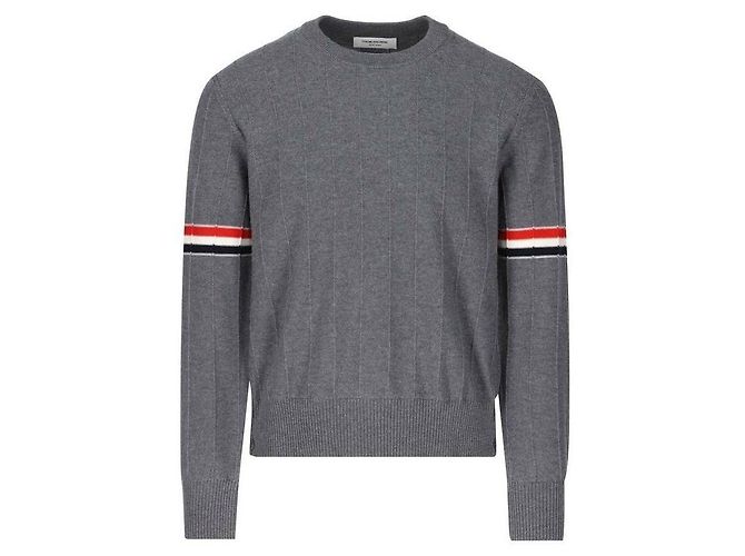 Thom Browne Lässiger Pullover aus Wolle in Mittelgrau - Ansicht 4