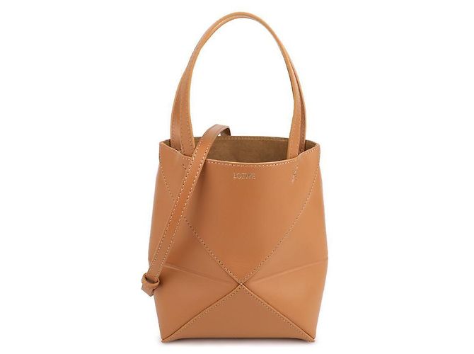 Loewe Mini Borsa Tote Pieghevole Puzzle Marrone - vista 3