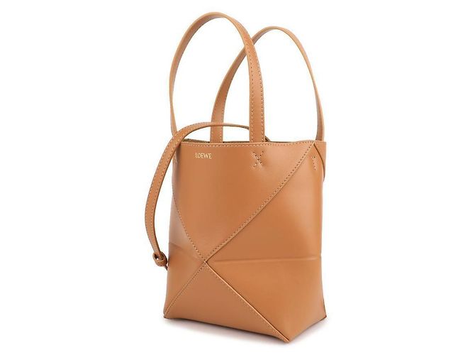 Loewe Mini Borsa Tote Pieghevole Puzzle Marrone - vista 4