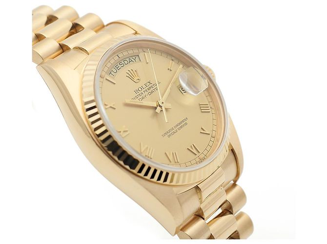 Rolex Orologio da uomo Day-Date con quadrante romano in oro champagne opaco D'oro - vista 11