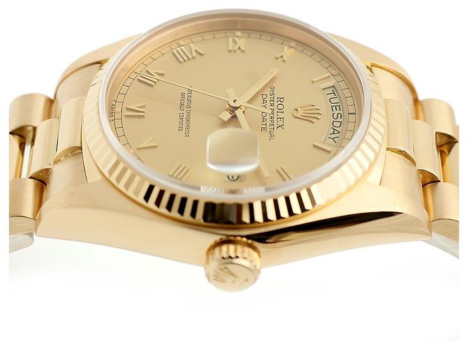 Rolex Orologio da uomo Day-Date con quadrante romano in oro champagne opaco D'oro - vista 12