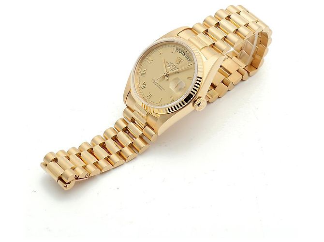 Rolex Orologio da uomo Day-Date con quadrante romano in oro champagne opaco D'oro - vista 14