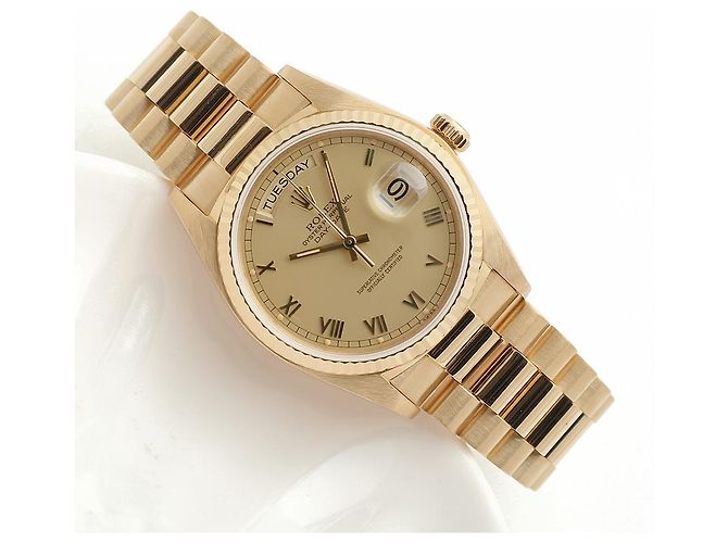Rolex Orologio da uomo Day-Date con quadrante romano in oro champagne opaco D'oro - vista 19