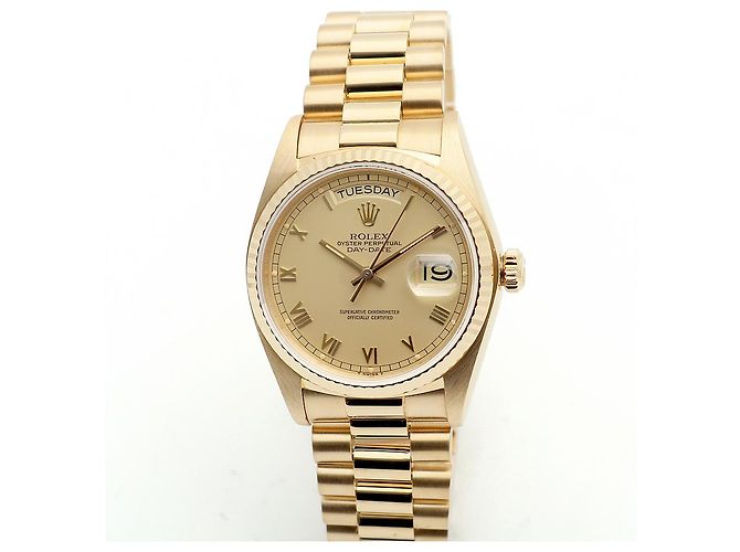 Rolex Orologio da uomo Day-Date con quadrante romano in oro champagne opaco D'oro - vista 8