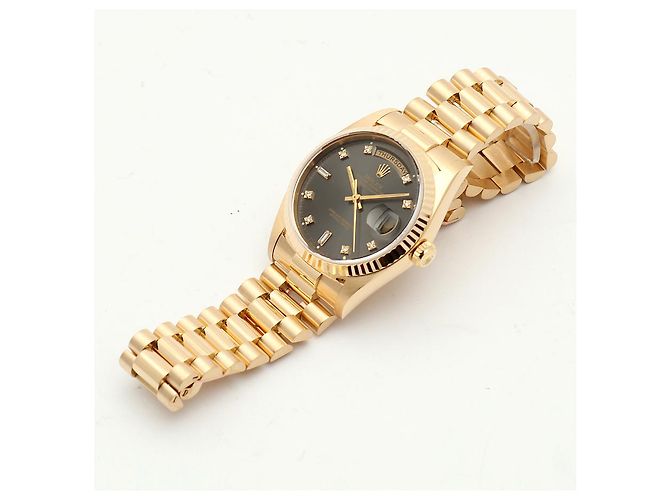 Rolex Orologio da uomo Day-Date in oro con quadrante grigio originale e diamanti, ridipinto Marrone - vista 14