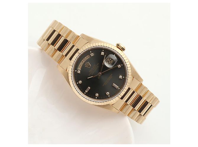 Rolex Orologio da uomo Day-Date in oro con quadrante grigio originale e diamanti, ridipinto Marrone - vista 19