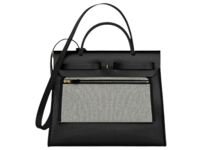 Hermès Set completo Herbag in tela nera con hardware dorato Argento - vista 3