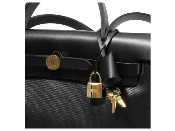Hermès Set completo Herbag in tela nera con hardware dorato Argento - vista 7