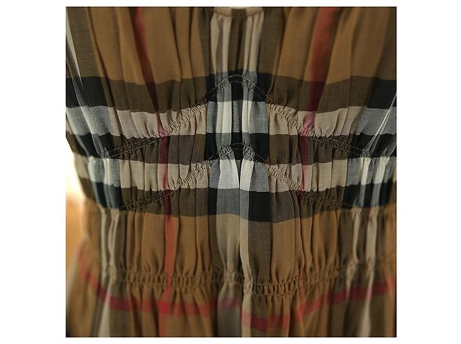 Burberry Vestido sin mangas a cuadros Delilah de gasa marrón Castaño - vista 12