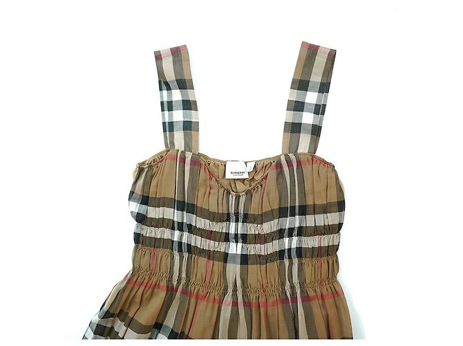 Burberry Vestido sin mangas a cuadros Delilah de gasa marrón Castaño - vista 16