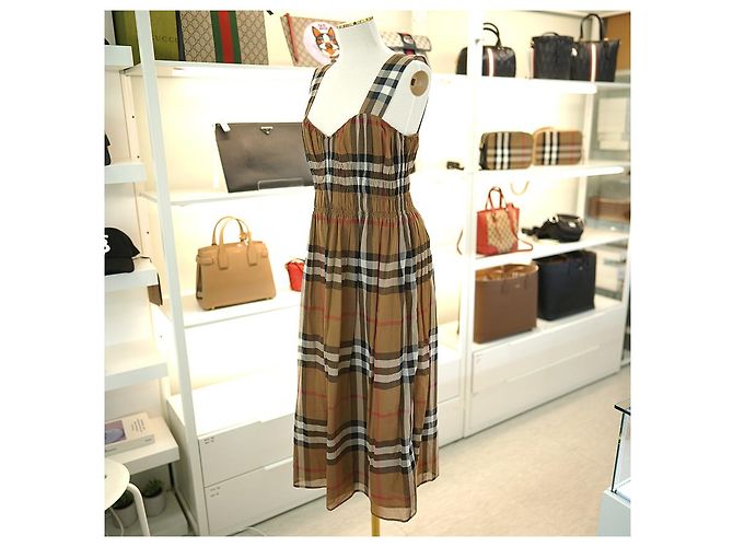 Burberry Vestido sin mangas a cuadros Delilah de gasa marrón Castaño - vista 4