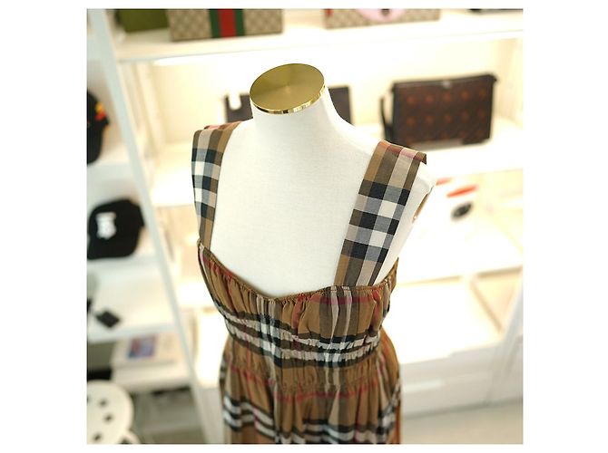 Burberry Vestido sin mangas a cuadros Delilah de gasa marrón Castaño - vista 5