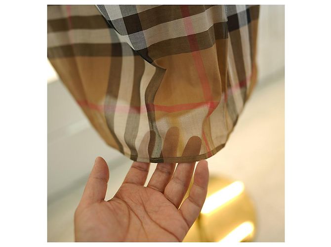 Burberry Vestido sin mangas a cuadros Delilah de gasa marrón Castaño - vista 8