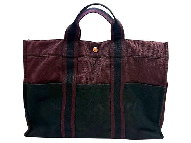 Hermès Furuto Canvas Tote Bag MM Blau - Ansicht 2