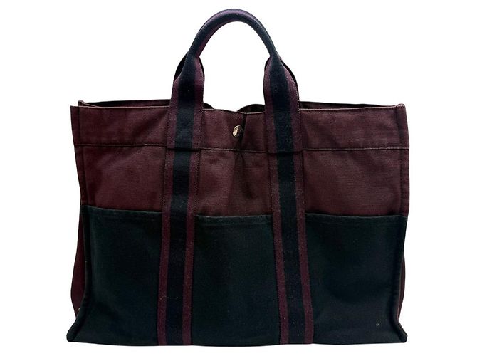 Hermès Furuto Canvas Tote Bag MM Blau - Ansicht 4