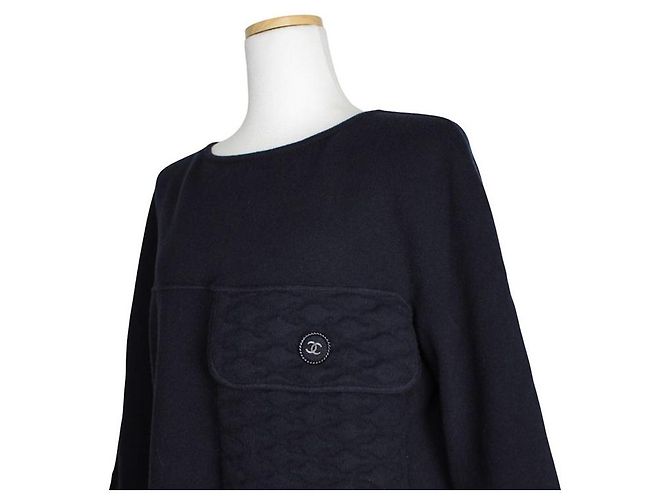 Chanel Stricktop aus Cashmere-Mischung in Mitternachtsblau - Ansicht 5