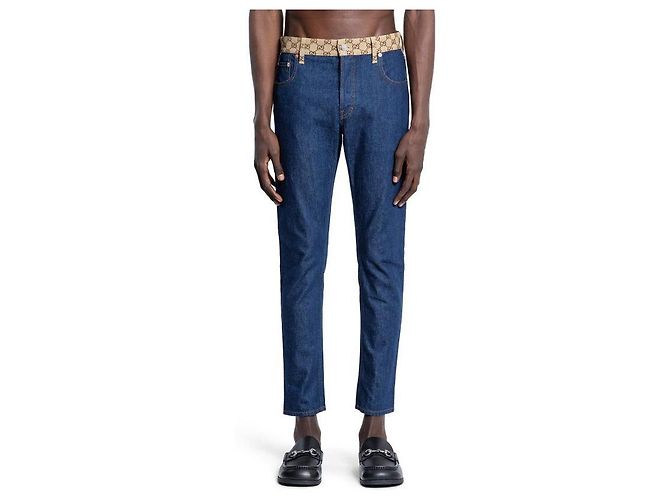 Gucci Pantaloni in denim svasati Multicolore - vista 6