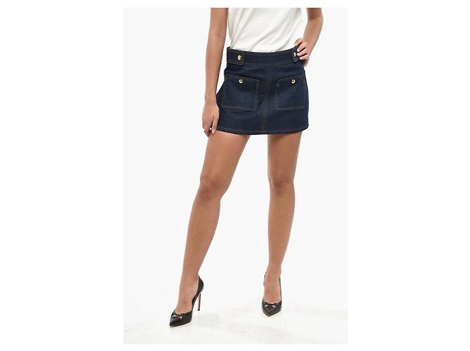 Céline Minirock aus hell gewaschenem Denim Mehrfarben - Ansicht 4