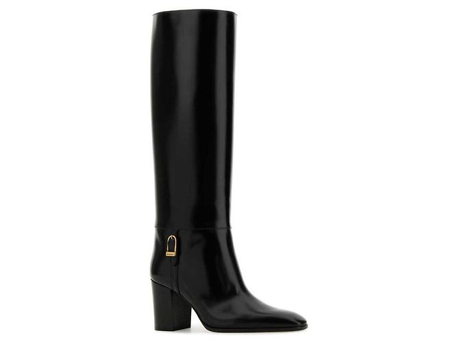 Saint Laurent Botas de cuero suave AAEHR Negro - vista 5