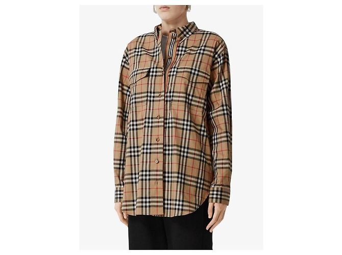 Burberry Camicia oversize in cotone stretch a quadri vintage Multicolore - vista 6