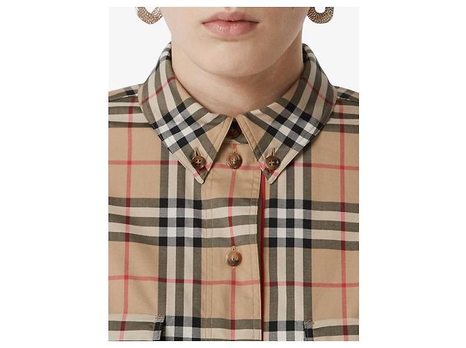 Burberry Camicia oversize in cotone stretch a quadri vintage Multicolore - vista 8