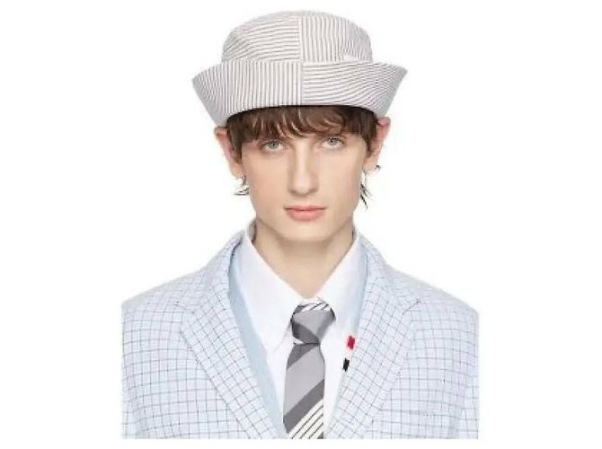 Thom Browne Cappello bucket combo a righe Quarter Marrone - vista 4