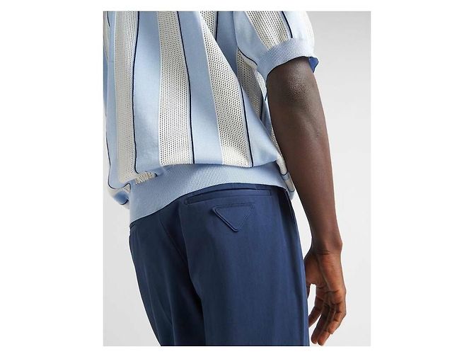 Prada Pantaloni in Gabardine di Cotone Multicolore - vista 7