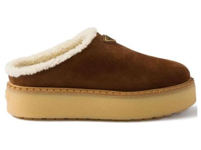 Prada Pantofole in scamosciato JFT Marrone - vista 4