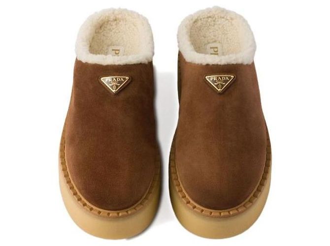 Prada Pantofole in scamosciato JFT Marrone - vista 7
