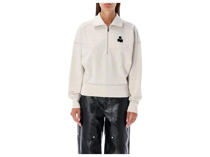 Isabel Marant Sudadera con media cremallera y logo Blanco - vista 4