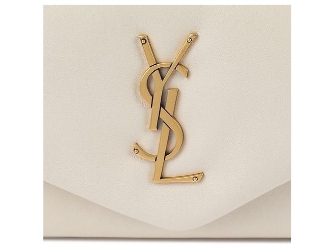 Saint Laurent Borsa a spalla piccola crema con logo monogramma Puffer Bianco - vista 9