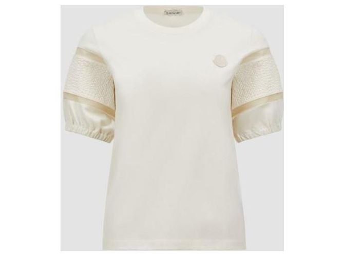 Moncler Camiseta de algodón con ribete de seda Blanco - vista 4