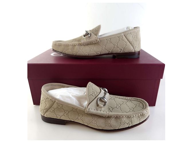 Gucci Mocassino in Suede Avena con Bit di Cavallo Marrone - vista 2