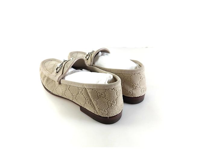 Gucci Mocassino in Suede Avena con Bit di Cavallo Marrone - vista 3
