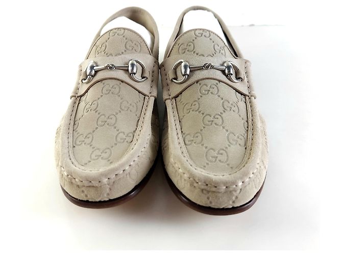 Gucci Mocassino in Suede Avena con Bit di Cavallo Marrone - vista 5