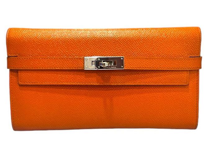 Hermès Kelly Damen Langbörse Epsom Silber Orange - Ansicht 2