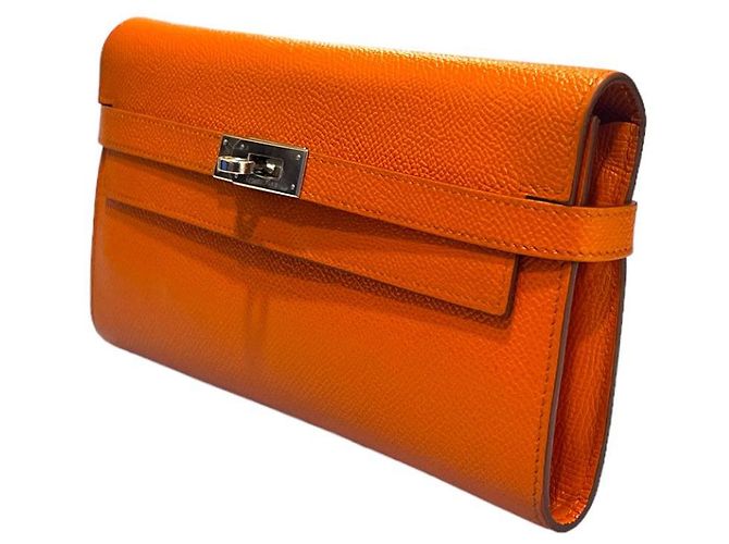 Hermès Kelly Damen Langbörse Epsom Silber Orange - Ansicht 3