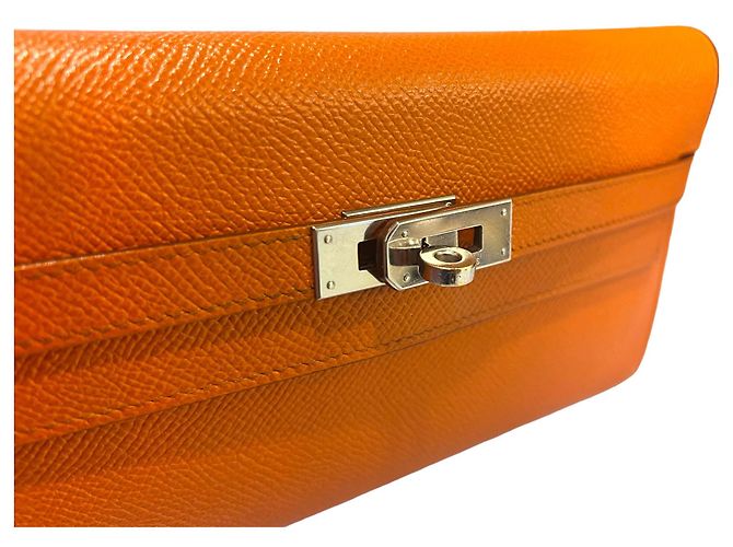 Hermès Kelly Damen Langbörse Epsom Silber Orange - Ansicht 6