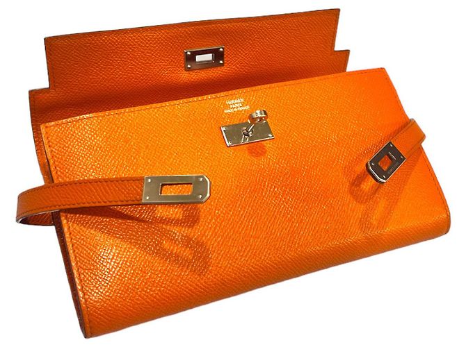 Hermès Kelly Damen Langbörse Epsom Silber Orange - Ansicht 7