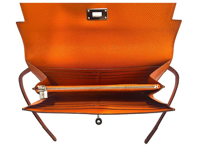 Hermès Kelly Damen Langbörse Epsom Silber Orange - Ansicht 8
