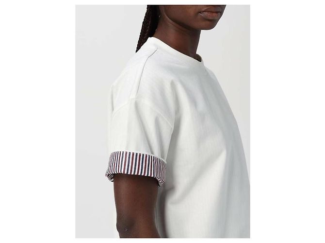 Bottega Veneta Camiseta de algodão com listras de dupla camada - vista 7