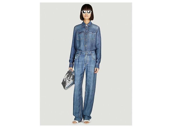 Bottega Veneta Pantaloni in seta con stampa denim Multicolore - vista 5