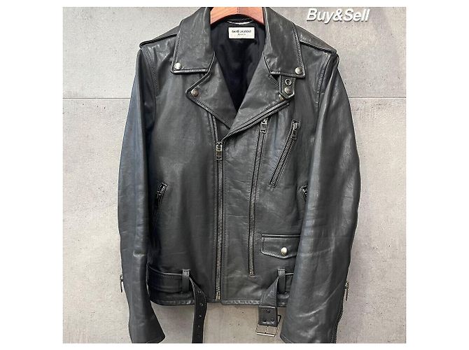 Saint Laurent Cafreather Motorradjacke Dunkelgrau - Ansicht 2