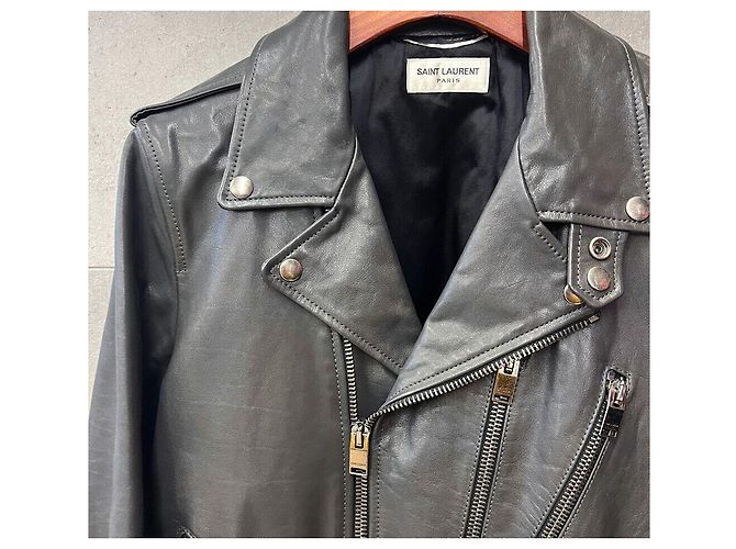 Saint Laurent Cafreather Motorradjacke Dunkelgrau - Ansicht 5